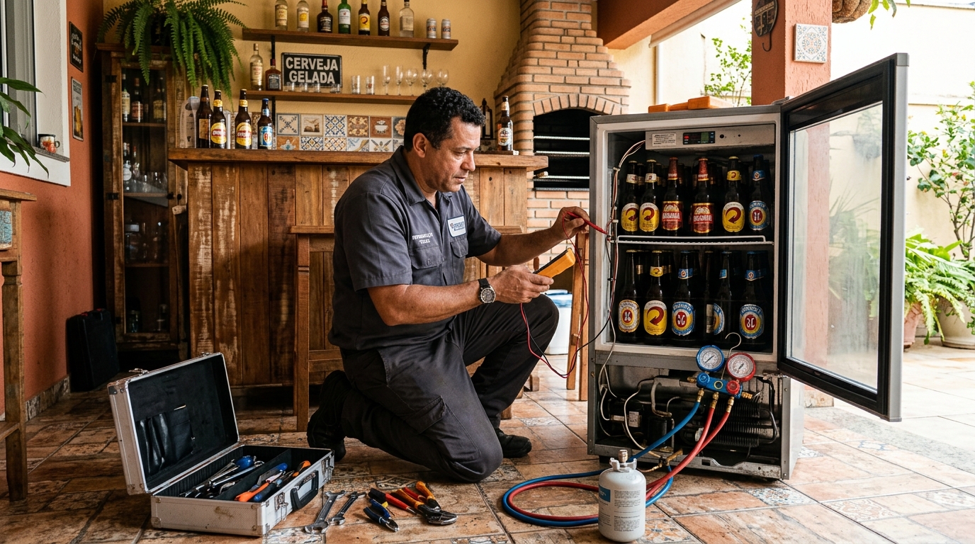 Recarga de gás refrigerante em cervejeira em atendimento em Aparecida de Goiânia‑GO