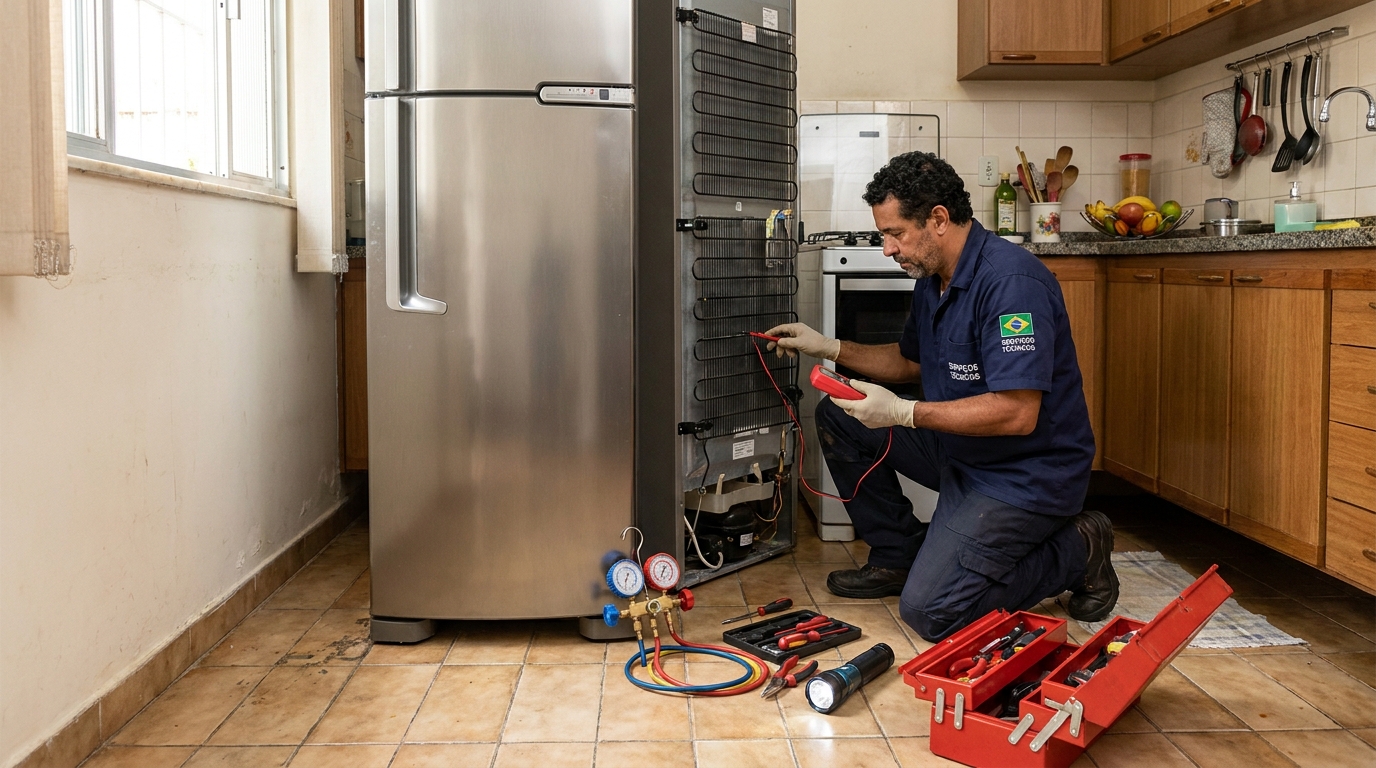 Técnico de conserto de geladeira em residência em Aparecida de Goiânia‑GO